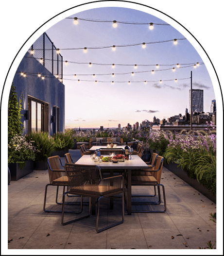 stylized image of the roof deck at the Post House in Boerum Hill.