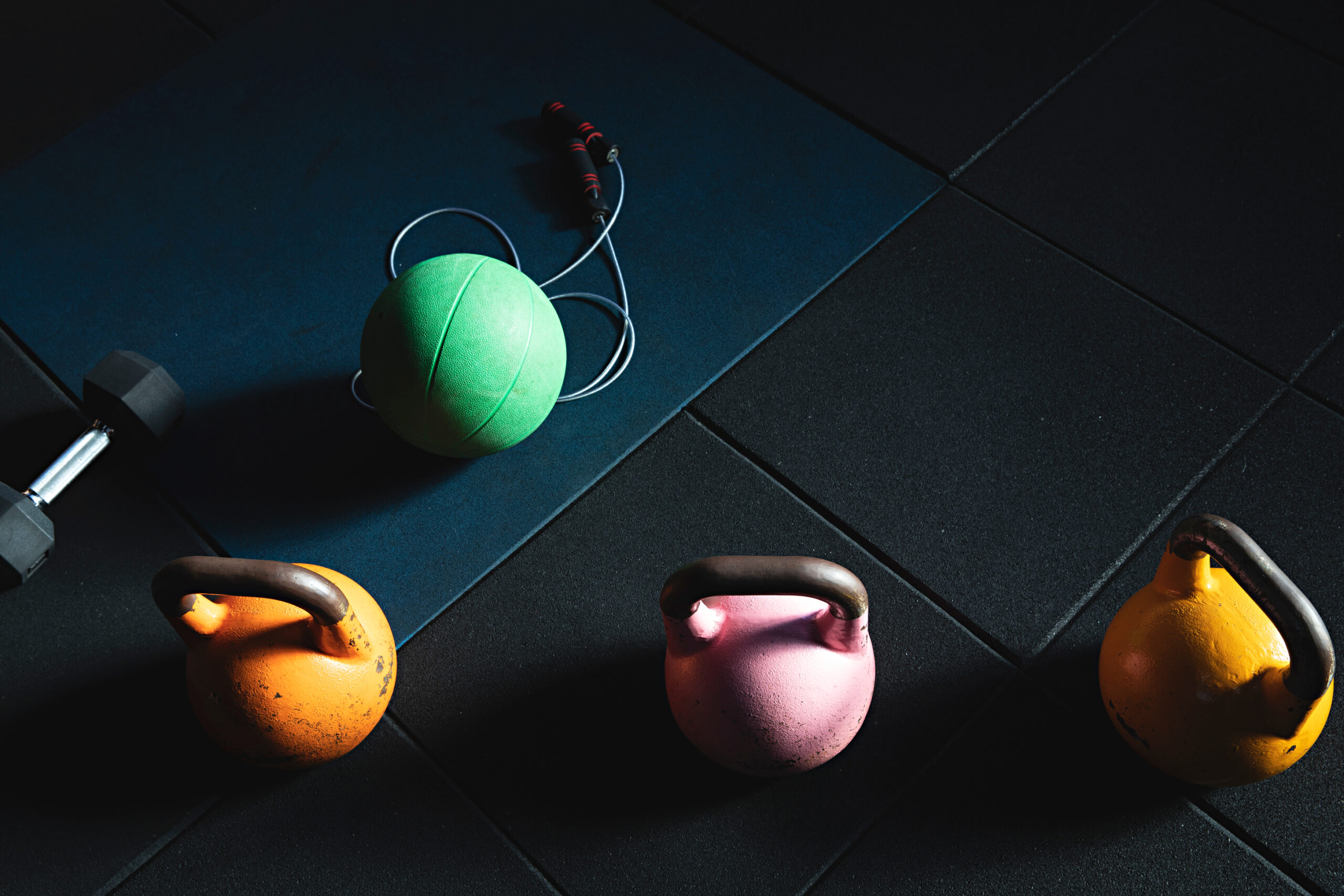 Kettlebells on the floor